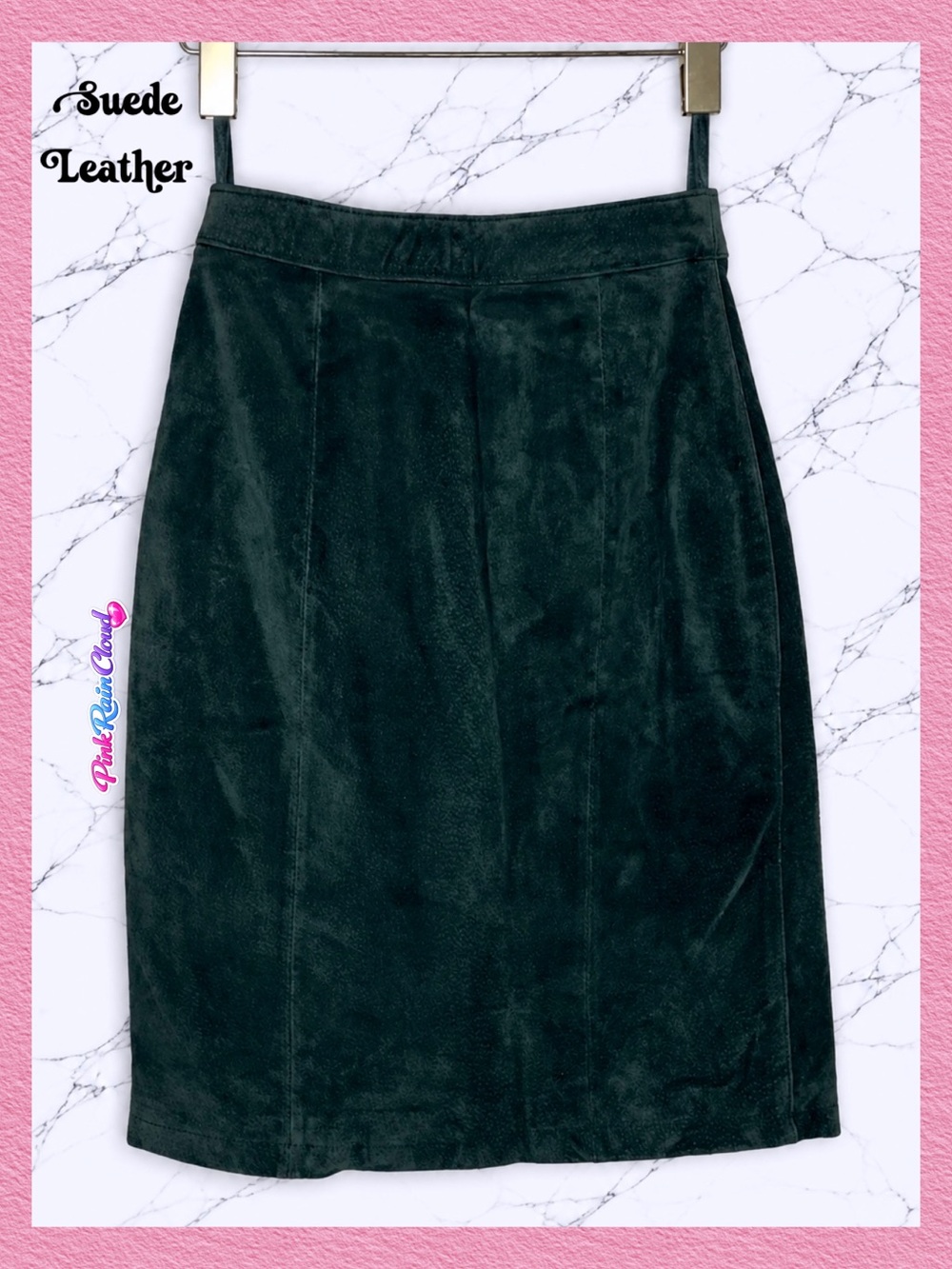 Global Identity 90s Green Suede Leather Skirt Women’s Size 3/4